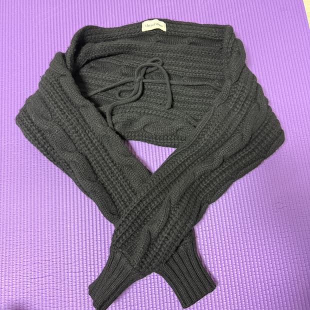 threetimes 리본 니트 짜임 볼레로 