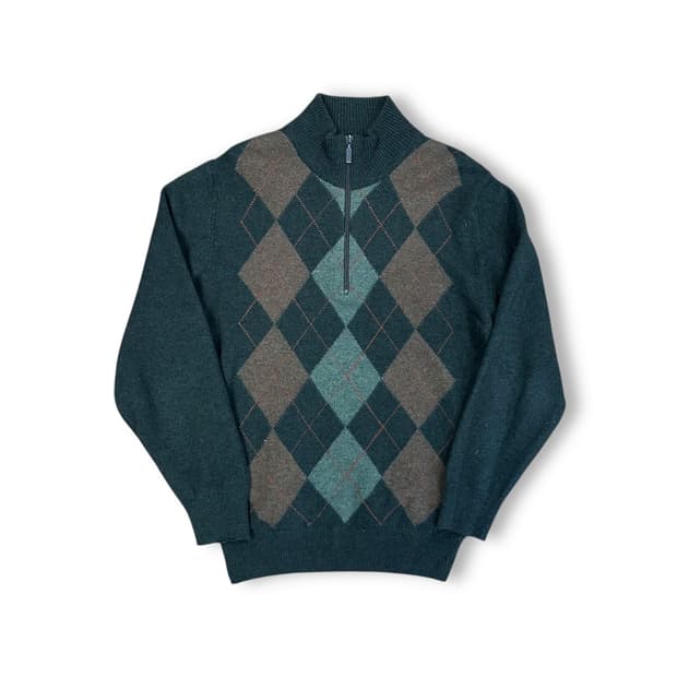 바버 아가일 하프집업 니트