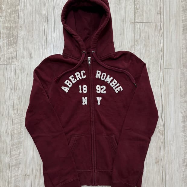 아베크롬비 딱붙핏 후드집업 버건디 m