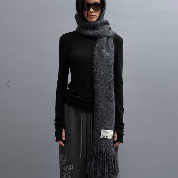 THE PORTA 더포르타 포르타 로고 라벨 후드 머플러