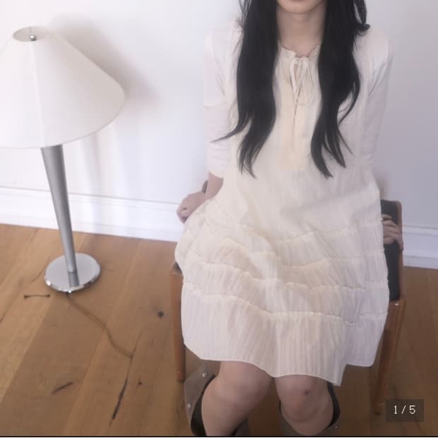 인앤양하모니 러플 드레스 아이보리