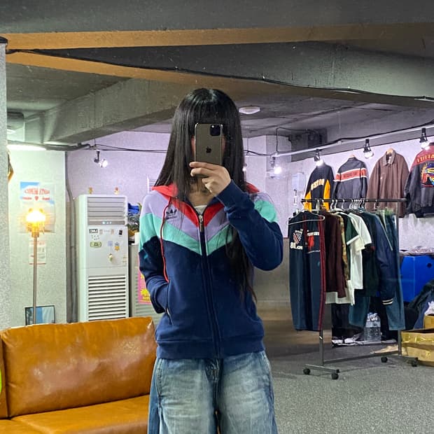 아디다스 멀티컬러 배색 레트로 후드집업 B5544