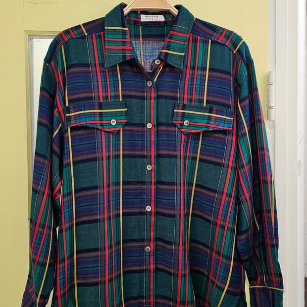 Bellelle by Noa collection 그린 타탄체크셔츠
