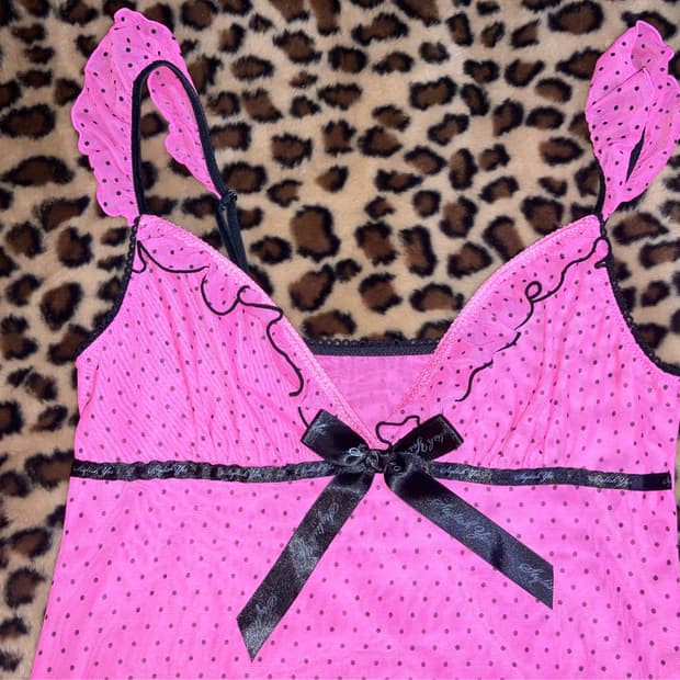 jpn 핫핑크 도트 슬립 원피스