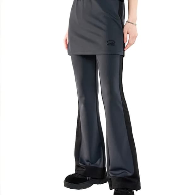 레이어드 부츠컷 저지 팬츠(그레이)