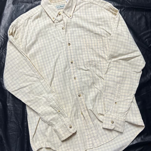 엘엘빈 베이지 코튼 버튼다운 셔츠 M