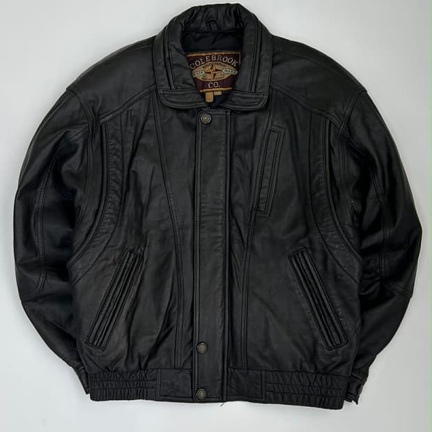 [M] 빈티지 가죽 콜브룩 블루종 자켓