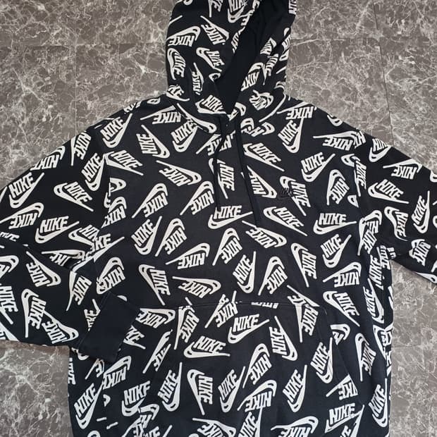 나이키 올오버 로고 후드티 L