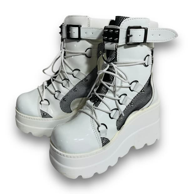 Punk Mid Tube High Platform Wedge Boots