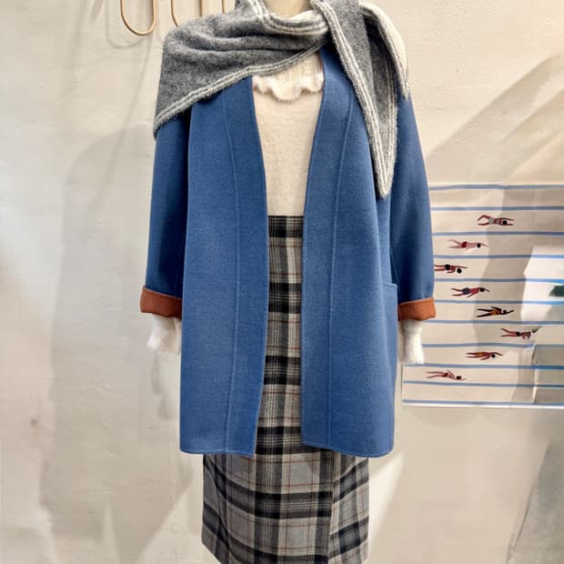 japan vintage 핸드메이드 노카라 하프코트