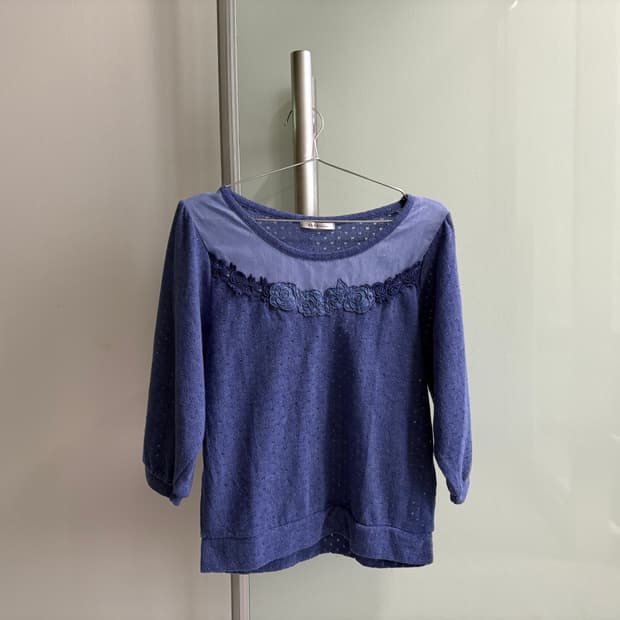 axes femme) flower knit top blue