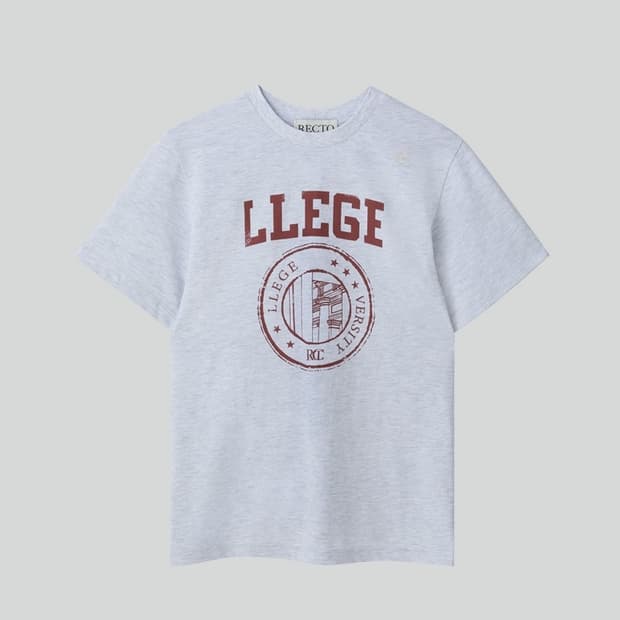 렉토 RECTO LLEGE 리지 로고 반팔티셔츠 그레이