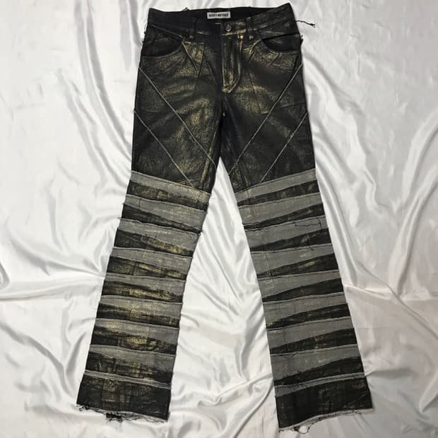 이세이미야케 02AW 레이어드 패치워크 코팅 데님 팬츠