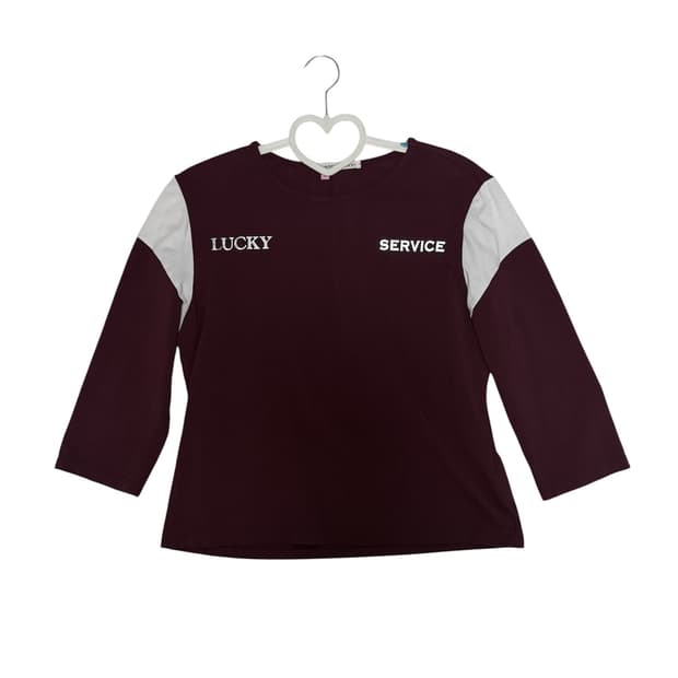 나비버스 Lucky Service Top 버건디 7부 티셔츠