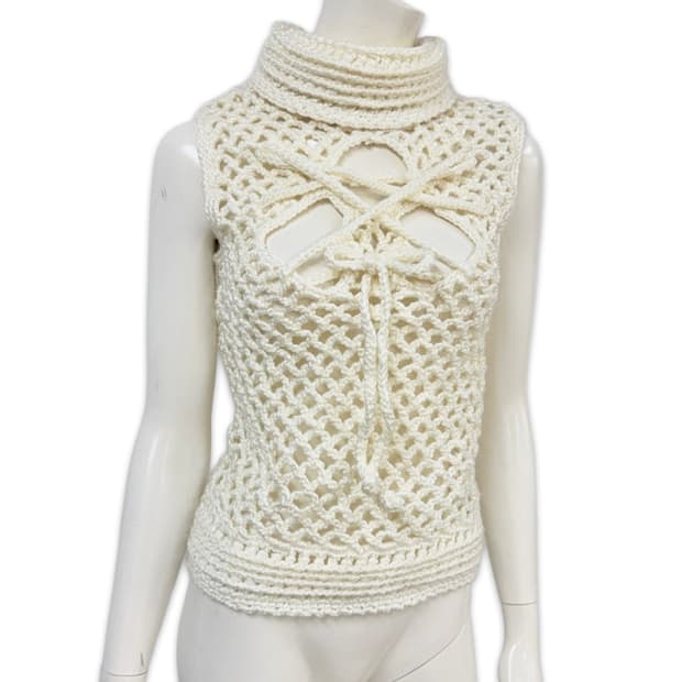 빈티지 디테일 하이넥 레이어드 니트 베스트