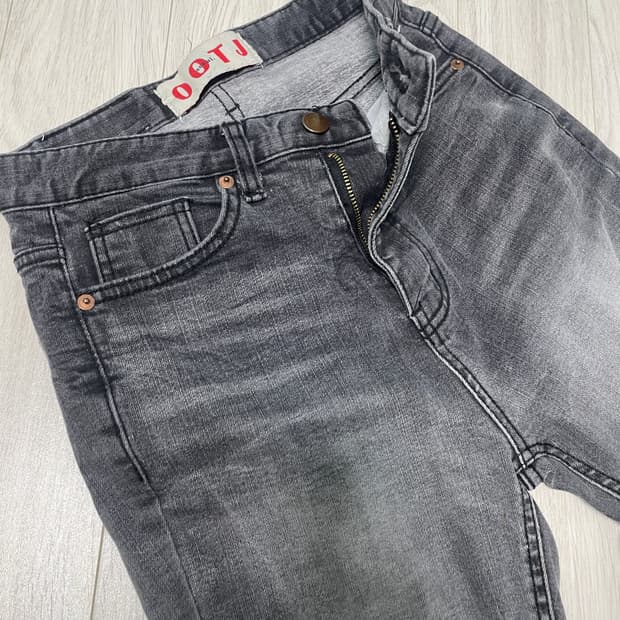 OOTJ 회색 워싱 데미지 청바지 S