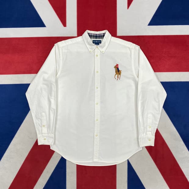 폴로 화이트 빅포니셔츠 실측M 