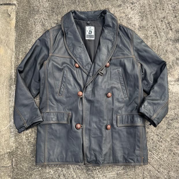 [M~L] Gaultier Jeans 가죽 더블 코트