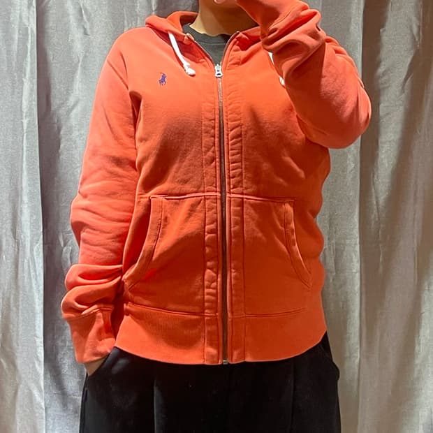 S 폴로랄프로렌 오렌지 와플 후드집업