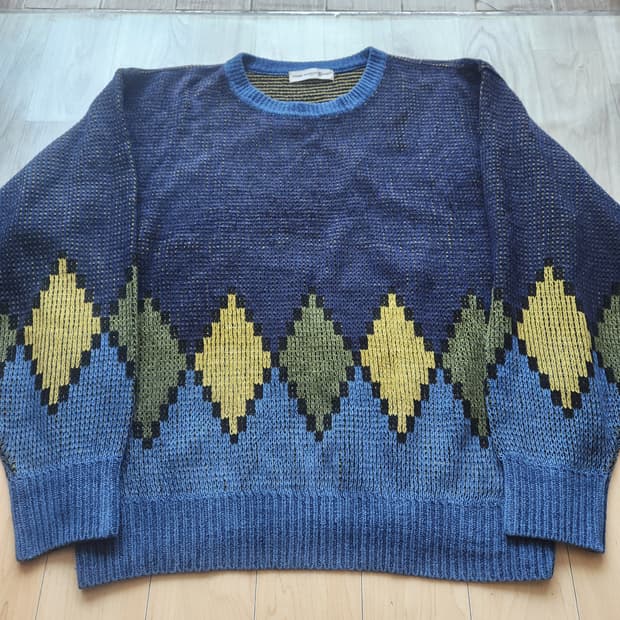 일본빈티지 피에르 발망 스포츠 다이아몬드 패턴 니트 L