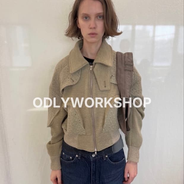 오들리워크샵 니트 쿼드 자켓