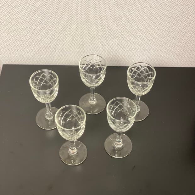 일본 빈티지 컷팅 리큐어잔 5P 세트 소주잔 술잔