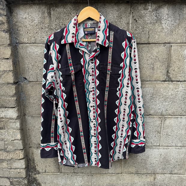 80~90s panhandle slim 빈티지 에스닉 패턴 웨스턴 셔츠