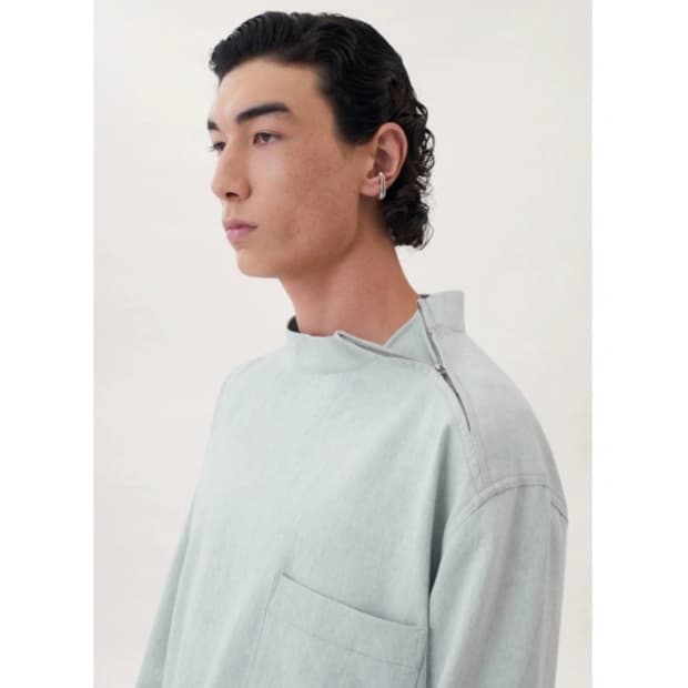 르메르 지퍼 데님 셔츠 탑 스카이블루 / S