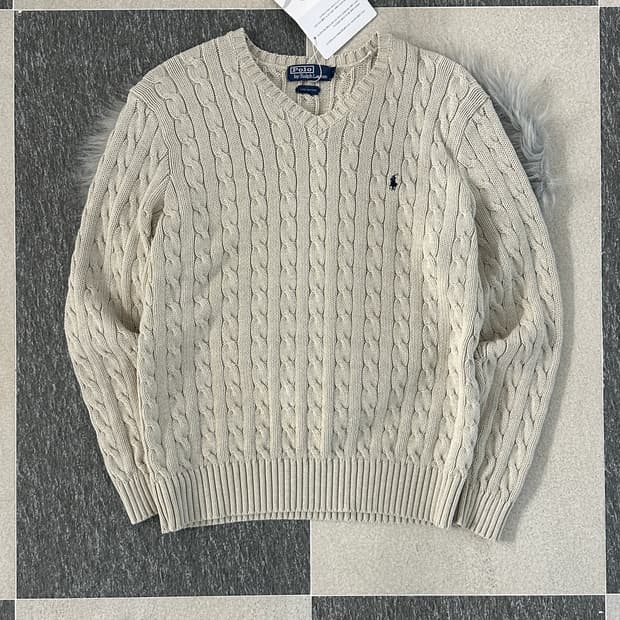폴로 랄프로렌 V넥 케이블 니트 