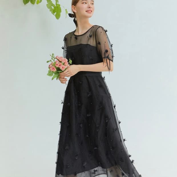 새상품 / 이바나 헬싱키 시스루 블랙 원피스 / 신민아 드라마 웨딩