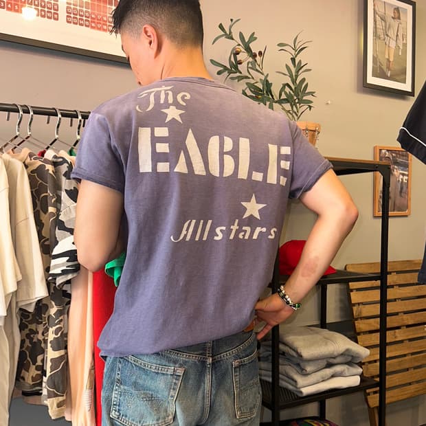 Denim Dungaree stencil logo fading T