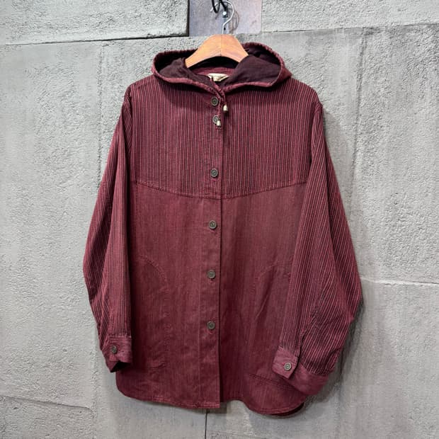 Romache 제팬 버건디 후드 셔츠 자켓 (L)  
