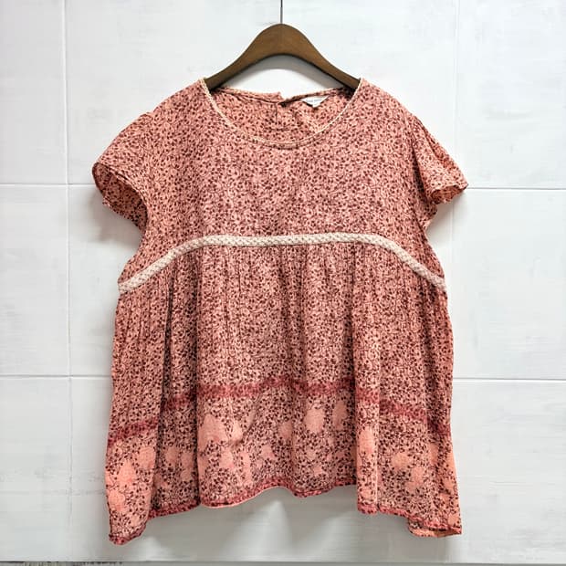 Blue earth 플라워 모리걸 코튼 블라우스 JPN