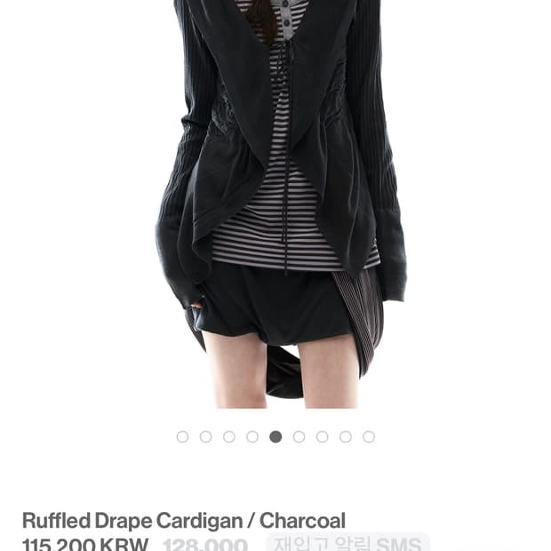 오호스 Ruffled Drape Cardigan Charcoal