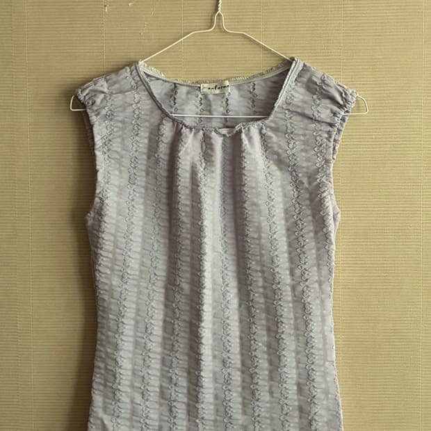 빈티지 연보라 슬리브리스 