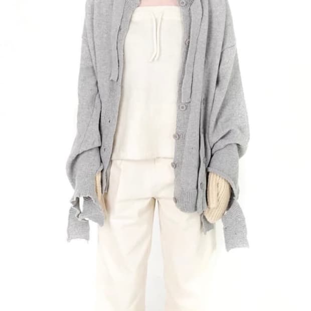 샵페어리 데미지 가디건 그레이 