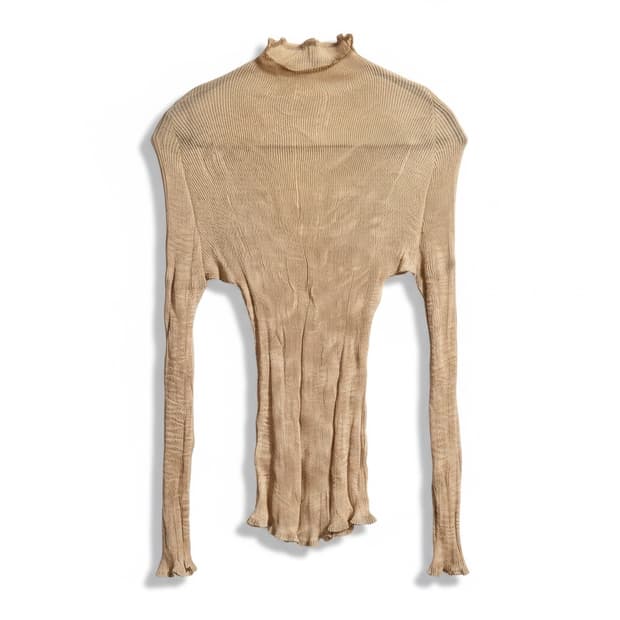 베이지 긴플리츠 