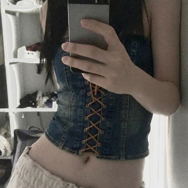 크로쉐 청 튜브탑 y2k