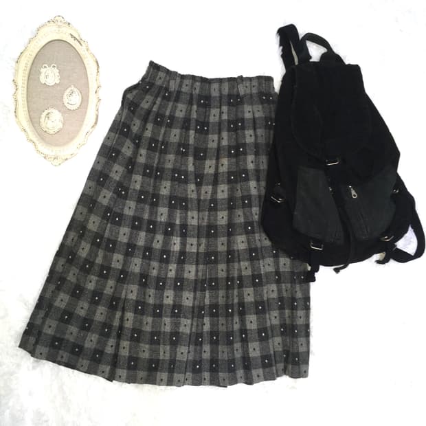 jpn vintage charcoal dot check skirt