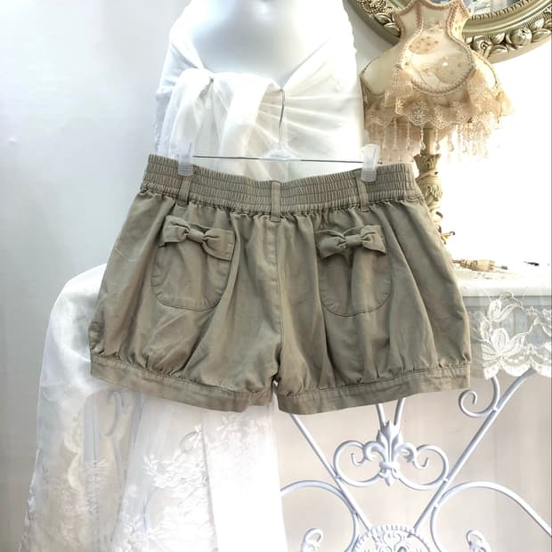 ribbon point beige balloon culottes