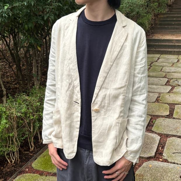 Linen One Button Blazer