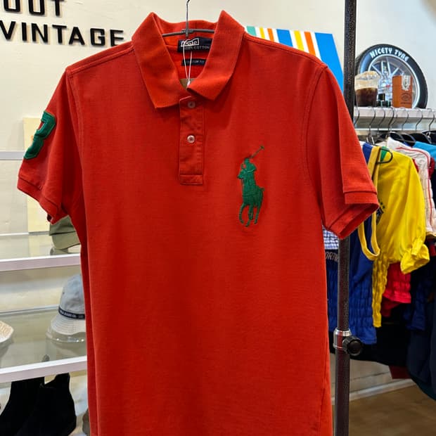 폴로 랄프로렌 빅포니 로고 반팔 카라티 오렌지