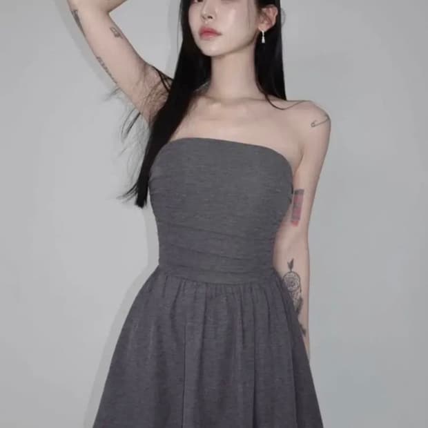 (새상품) 페일제이드 튜브 탑 드레스 원피스 챠콜 차콜 