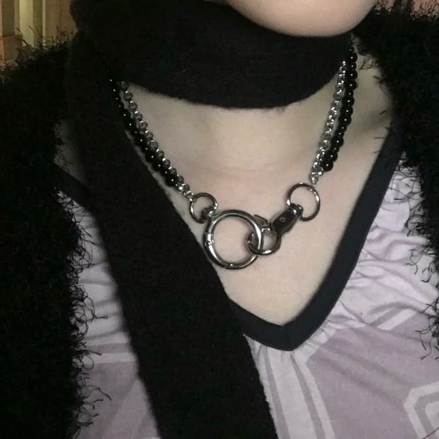 Black Halo ring Necklace 🪐