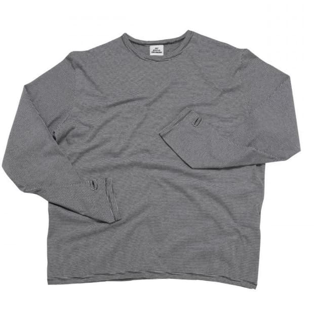 (L) MJD 스트라이프 핑거홀 롱슬리브 블랙