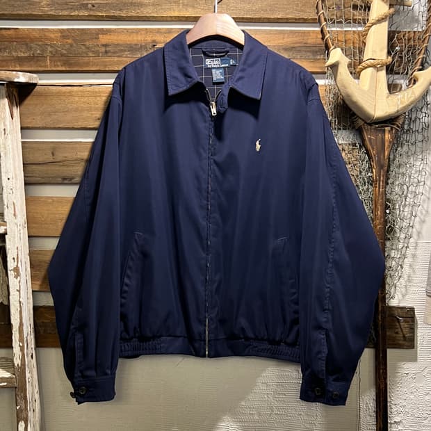 [L]폴로 랄프로렌 체크 라이닝 네이비 드리즐러 자켓