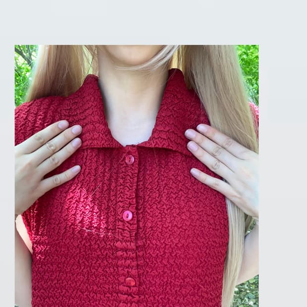 Red Crinkle Shirt 레드 크링클 탑