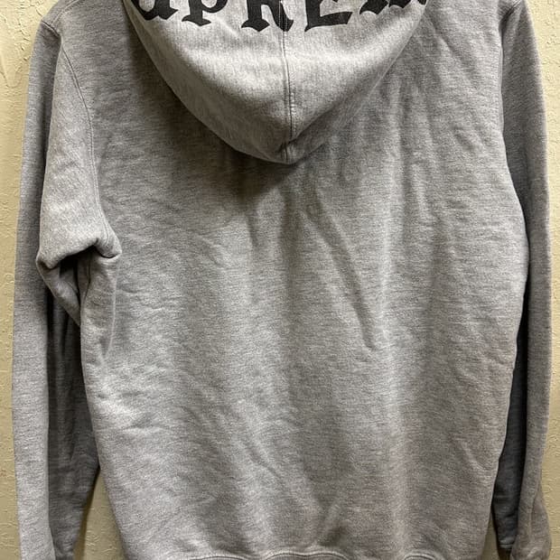 16FW 슈프림 올드 잉글리시 후드 로고 후드집업 헤더 그레이