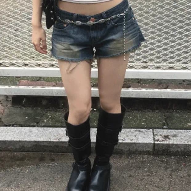 로우라이즈 데님 쇼츠