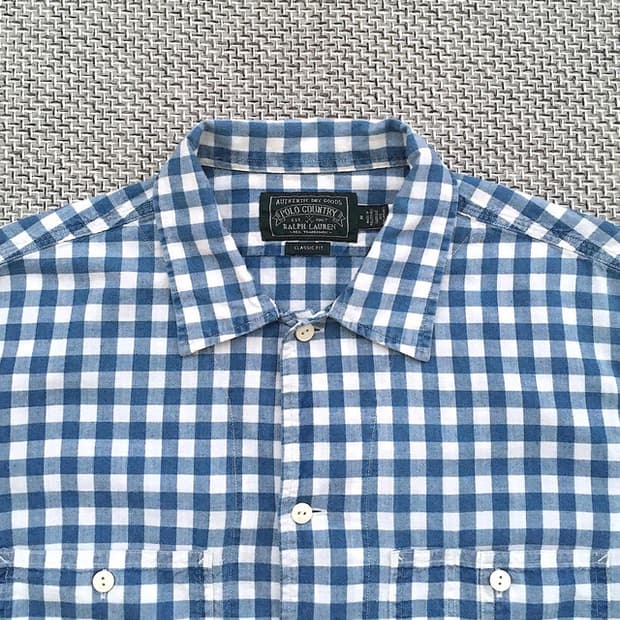 Blue gingham check workshirts